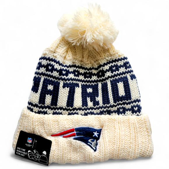 NWT New‎ England Patriots Chunky Knit Pom Beanie Fleece Lining Unisex OSFA - Picture 3 of 5